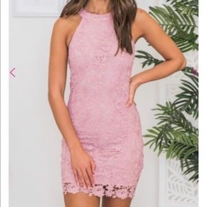 Lace pink dress